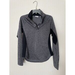 Columbia Sweatshirt Womens Medium Grey Mock Quarter Button Sweater Pullover